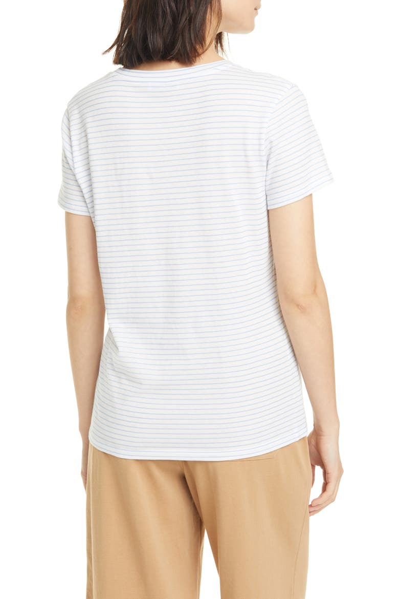 Pencil Stripe Cotton T-Shirt, Alternate, color, OPTIC WHITE/ AQUA BLOOM