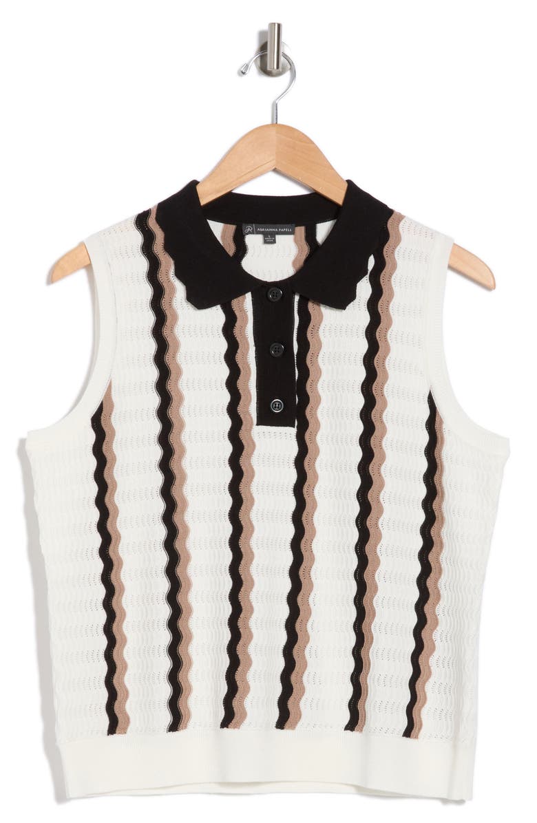 Adrianna Papell Pointillé Polo Sweater, Alternate, color, 