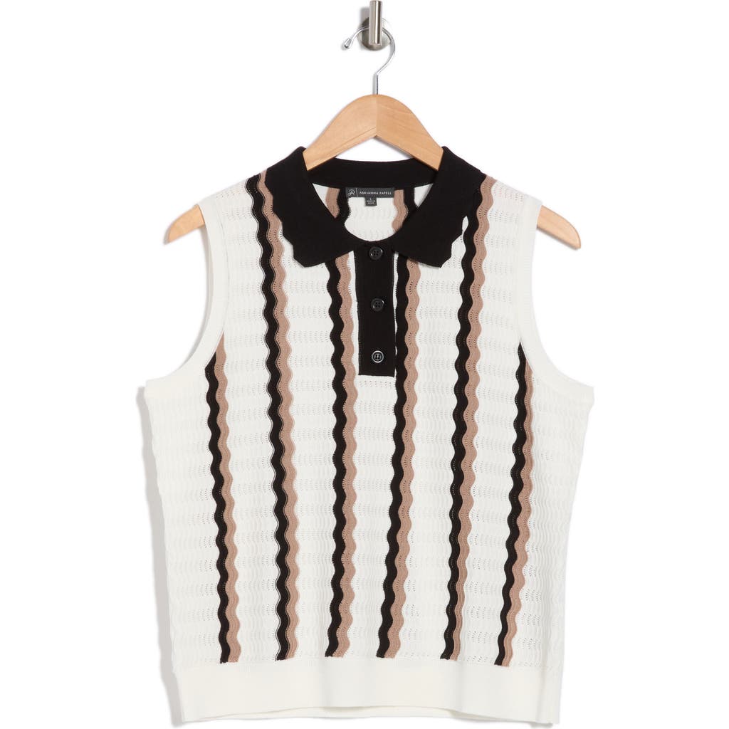 ADRIANNA PAPELL ADRIANNA PAPELL POINTILLÉ POLO SWEATER