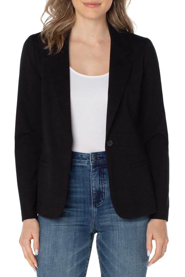 Fitted Knit Blazer, Main, color, BLACK