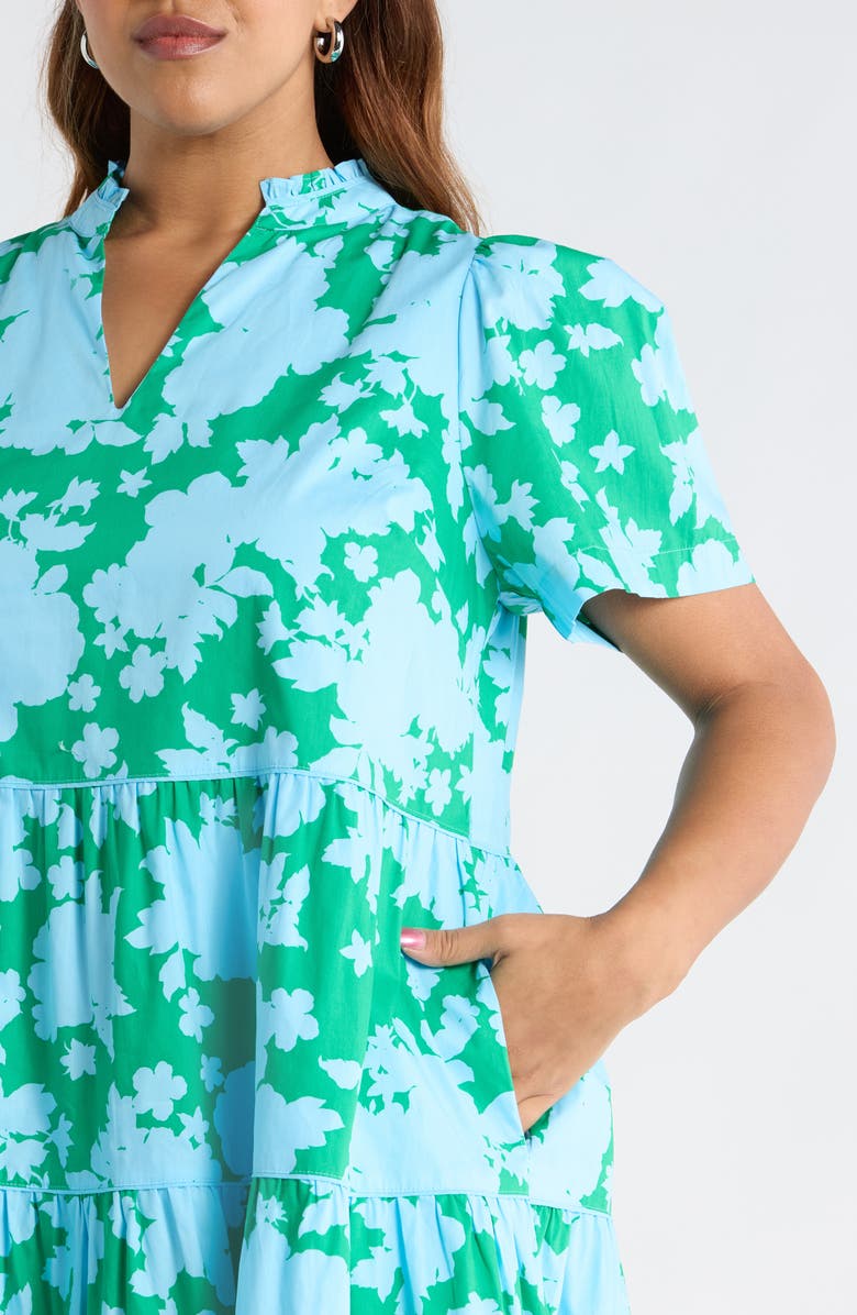 SUGARLIPS Candace Floral Tiered Cotton Dress, Alternate, color, Blue-Kelly