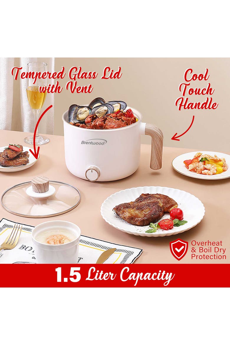 1.5 L Multi-Function Electric Hot Pot Cooker in White, Alternate, color, White