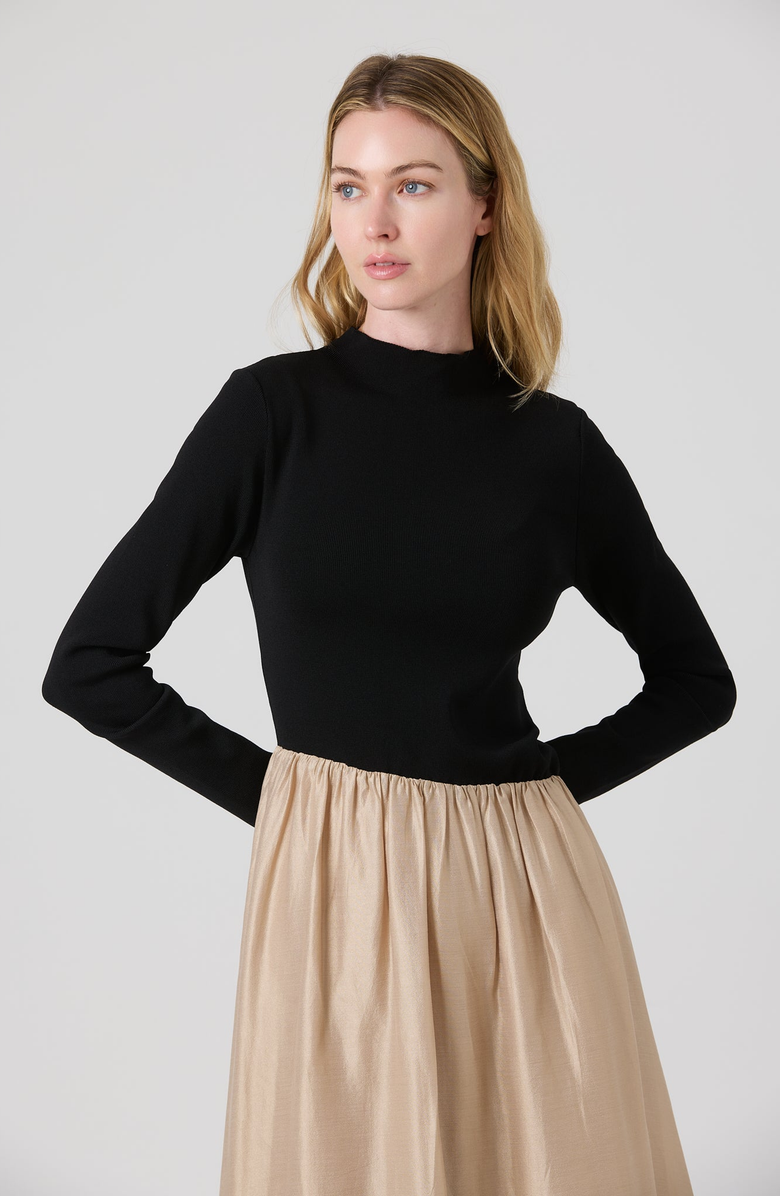 By Tess Collection Emme Dress, Alternate, color, Black / Beige