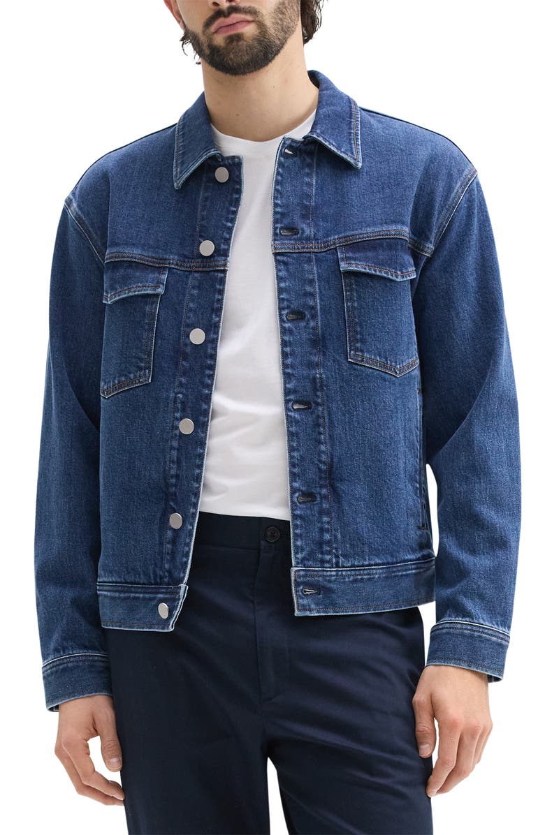 Theory City Stretch Denim Trucker Jacket, Main, color, 