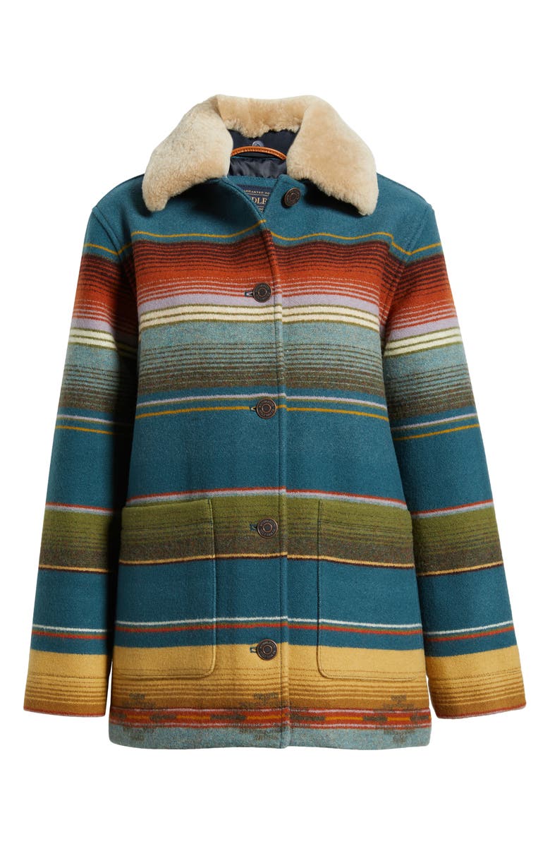Pendleton Brownsville Virgin Wool & Cotton Coat with Genuine Shearling Collar, Alternate, color, 