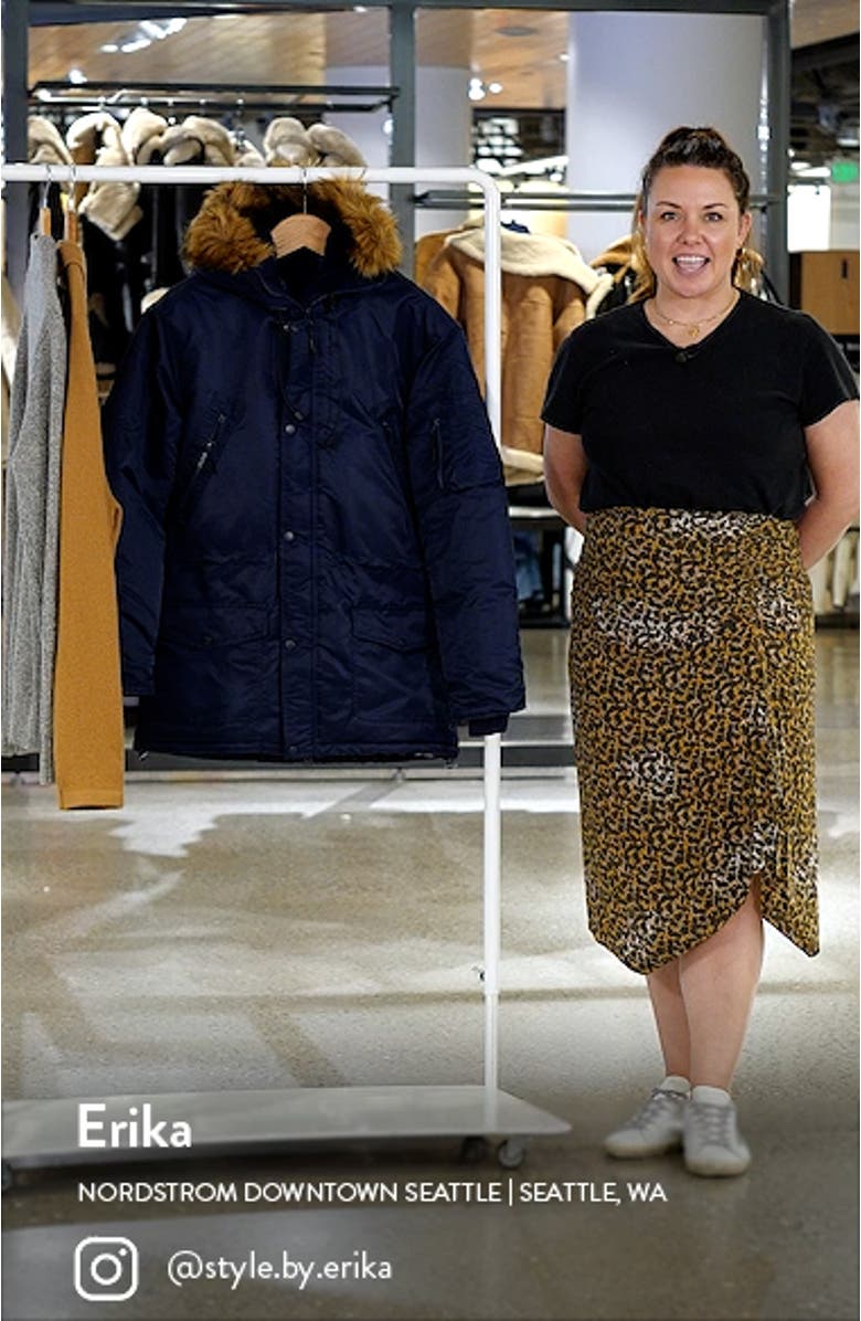 Schott NYC Modified N3-B Flight Satin Jacket with Faux Fur Trim