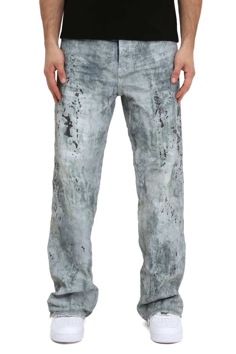 Worn Camouflage Baggy Jeans, Main, color, LIGHT INDIGO
