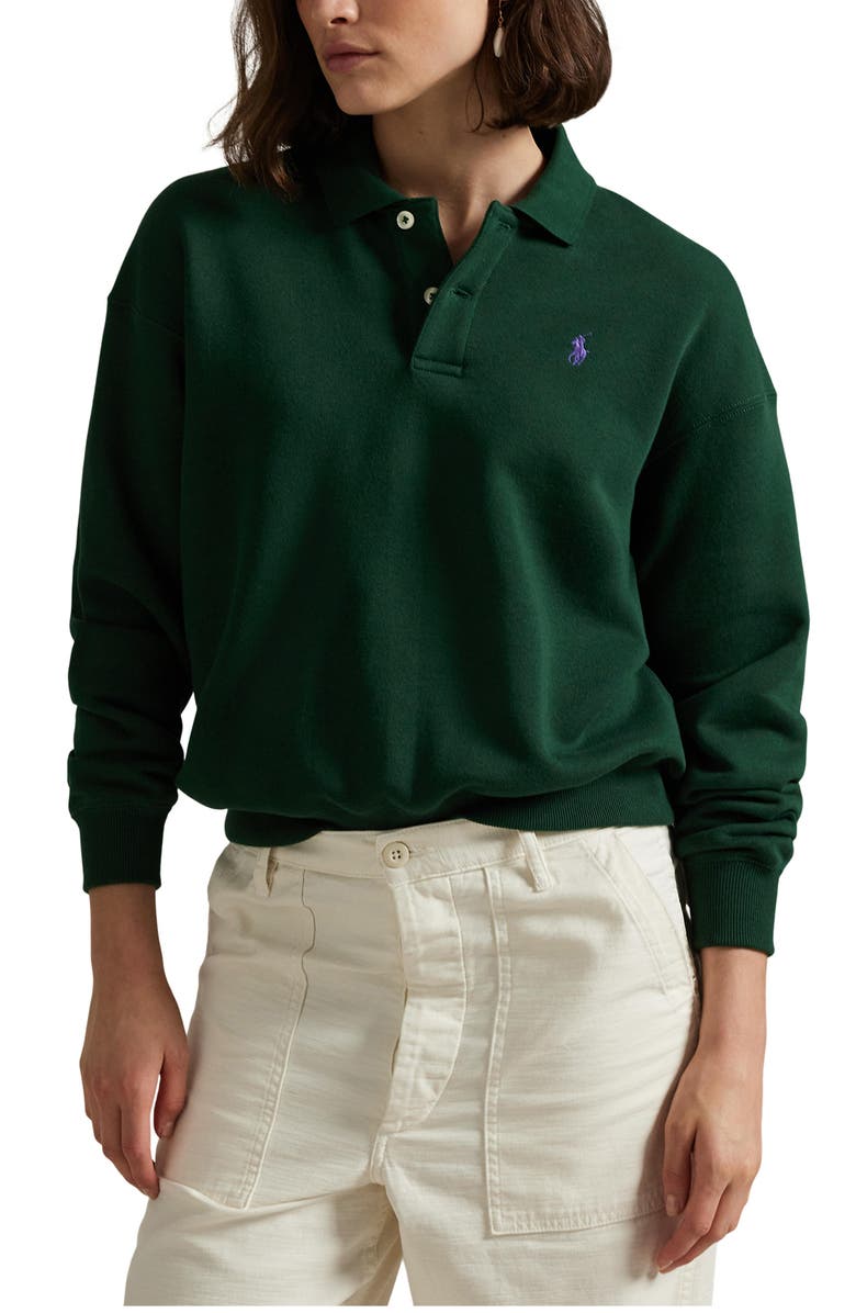 Polo Ralph Lauren Cotton Blend Fleece Polo Sweatshirt, Main, color,