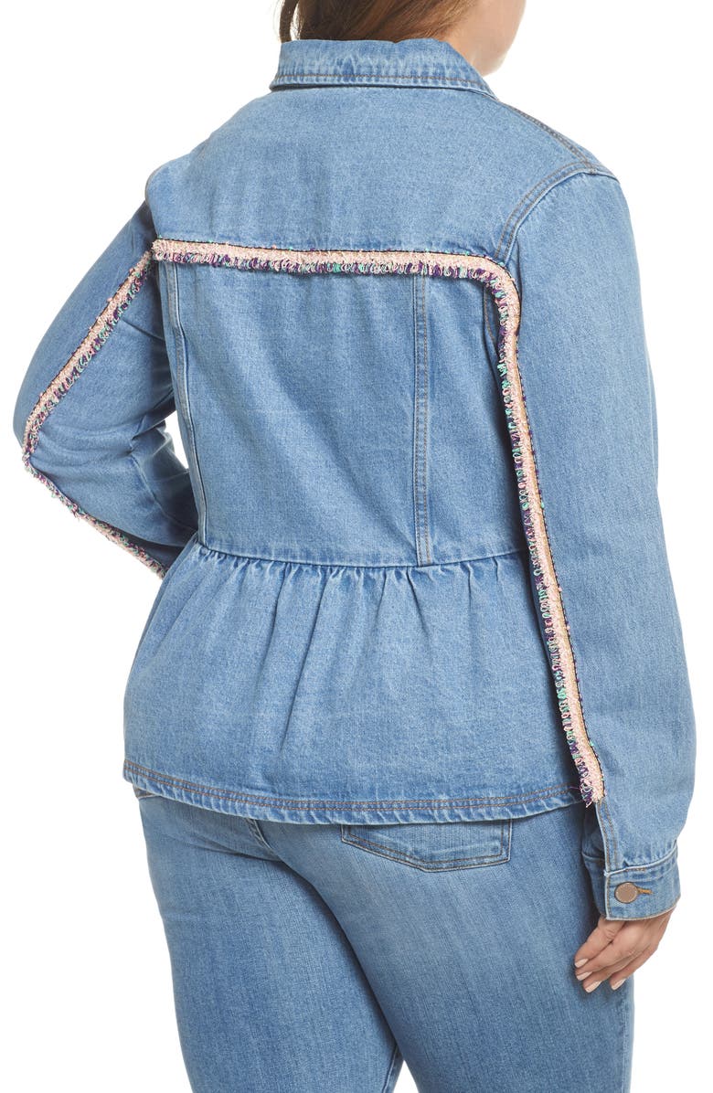 LOST INK Peplum Denim Jacket, Alternate, color,