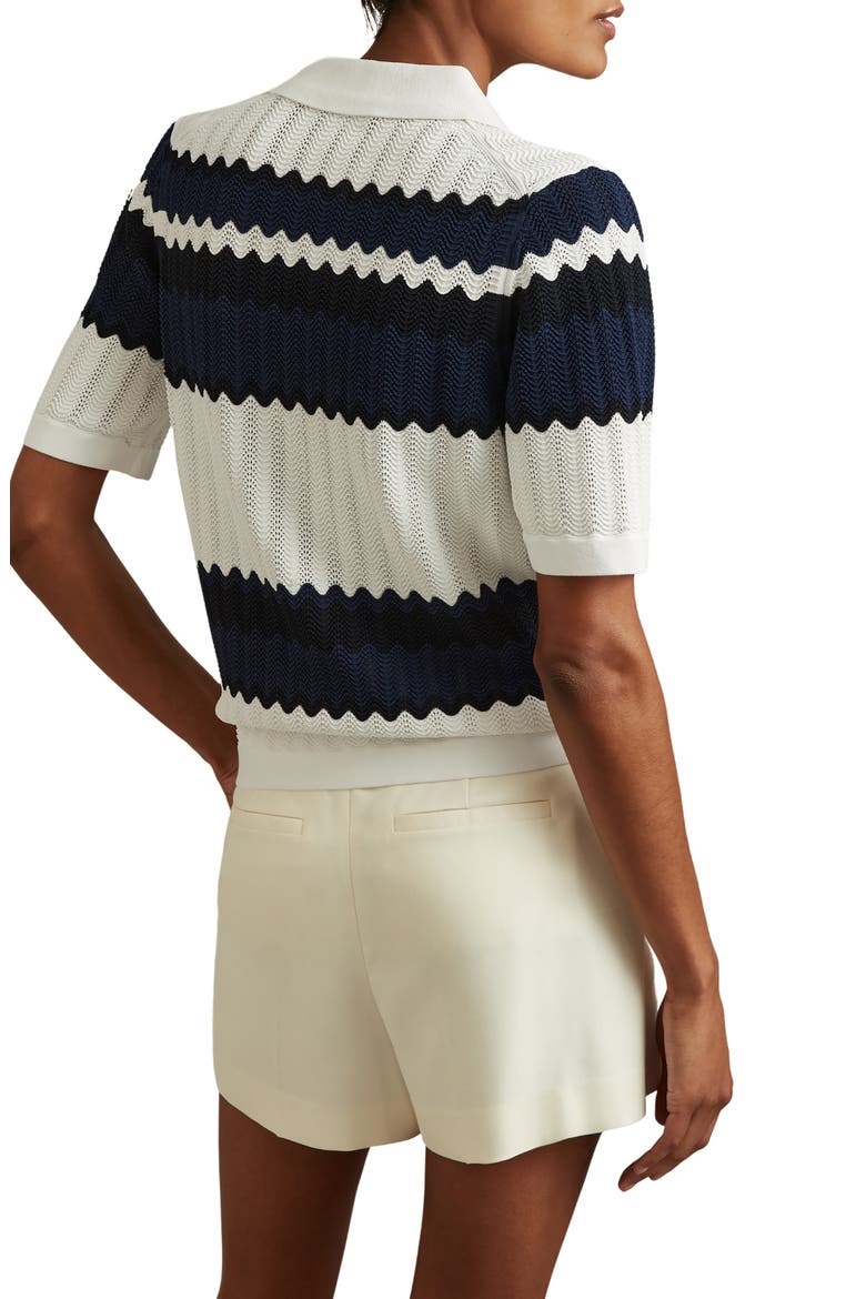 Alba Stripe Button-Up Polo Sweater, Alternate, color, NAVY/ WHITE