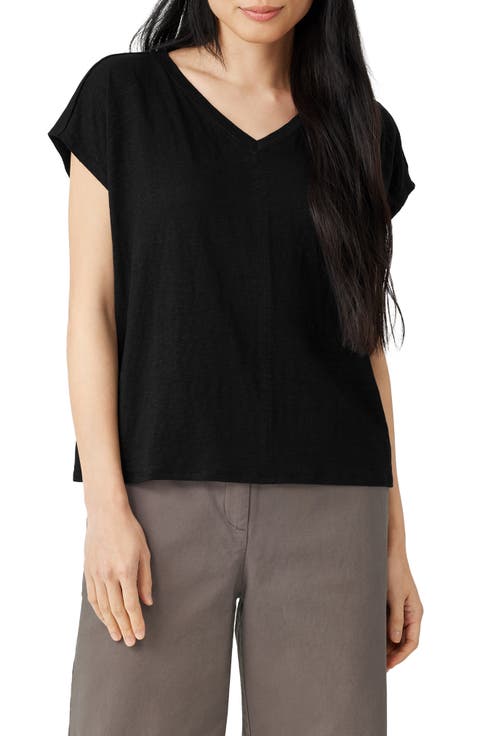 V-Neck Organic Linen T-Shirt