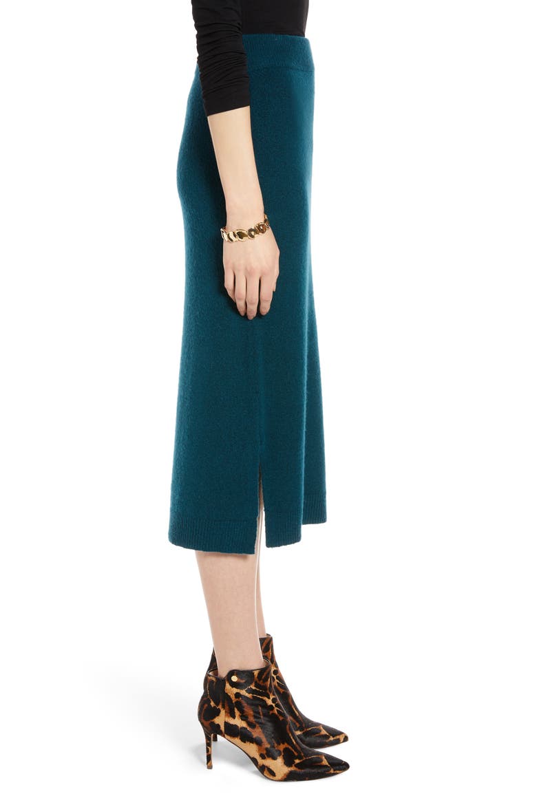 Midi Sweater Skirt, Alternate, color, TEAL ABYSS