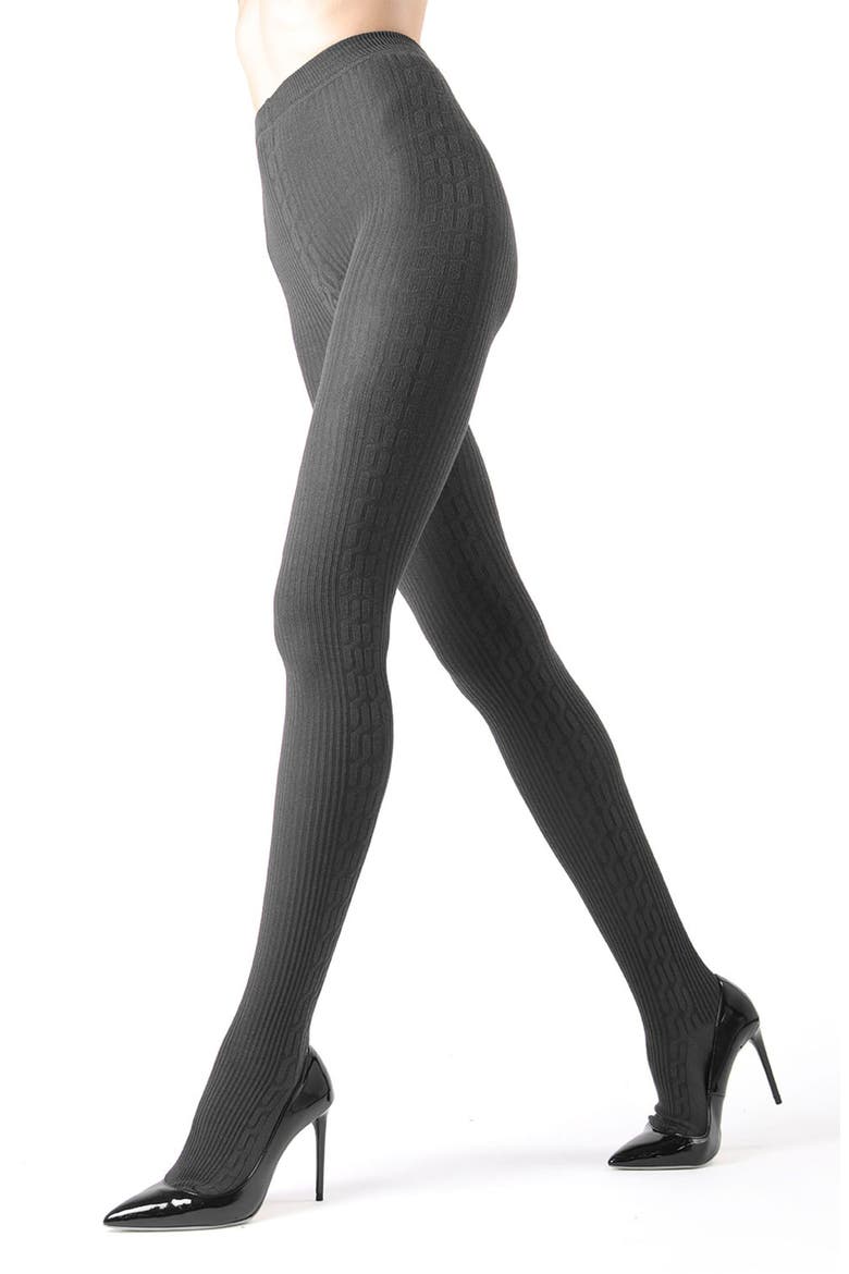 Cable Stitch Sweater Tights, Alternate, color, DARK GRAY HEATHER