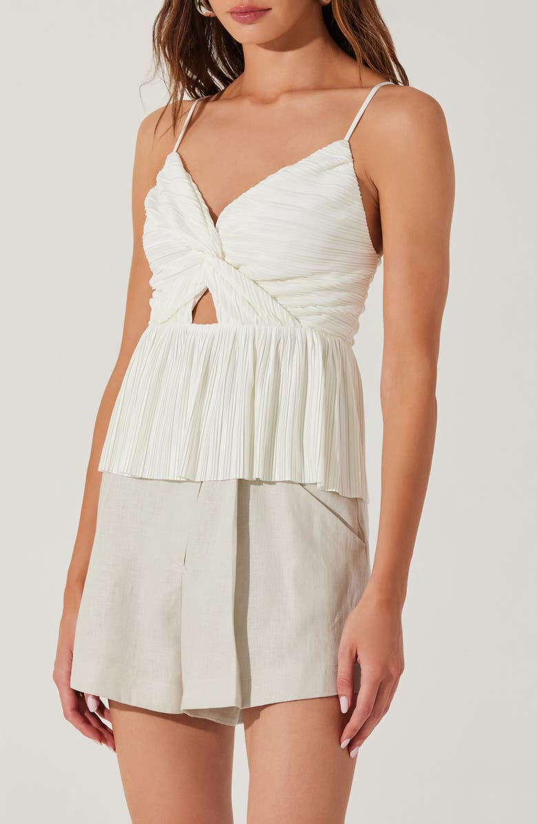 ASTR the Label Twist Front Plissé Camisole, Main, color, White
