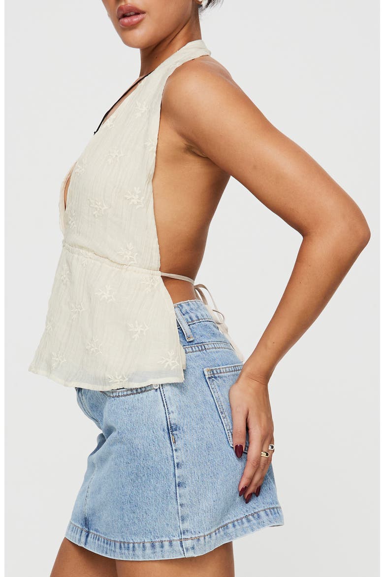 Sosna Embroidered Open Back Halter Top, Alternate, color, MEDIUM BEIGE
