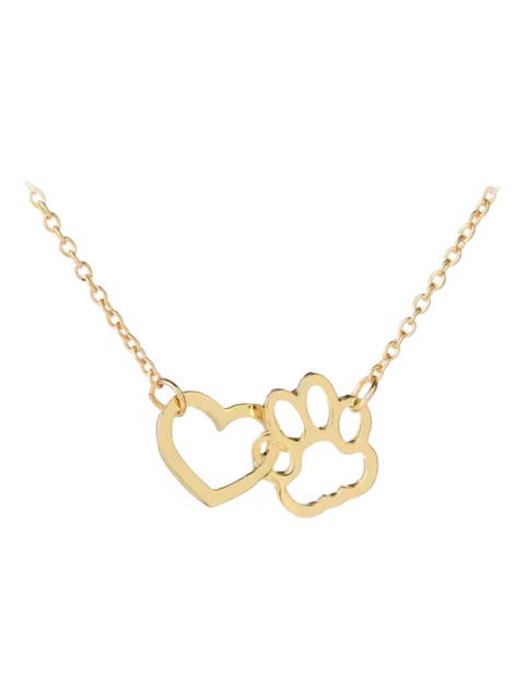 HeartPaws 18K Gold Plated Heart and Paw Necklace