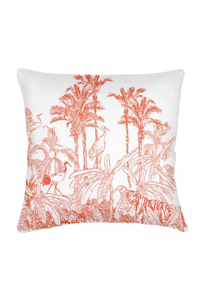 Wildlife Toile Linen Euro Pillow with Down Insert, Main, color, True Orange