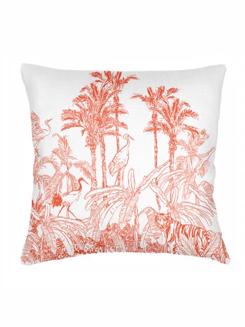 Wildlife Toile Linen Euro Pillow with Down Alternative Insert