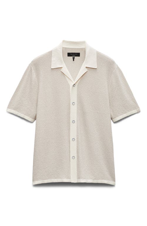 Rag & Bone Zig-zag Avery Short Sleeve Shirt In Ivory