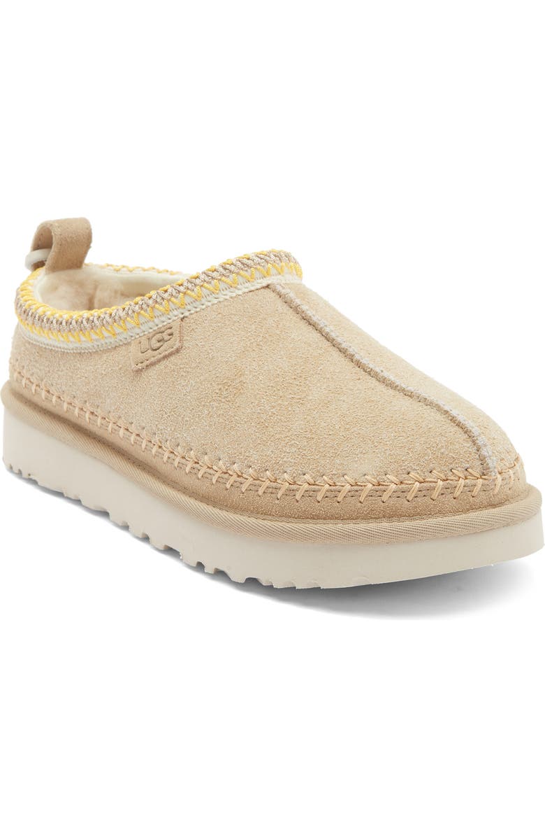 UGG<sup>®</sup> Tasman Biarritz Genuine Shearling Lined Slipper, Main, color, Mustard Seed