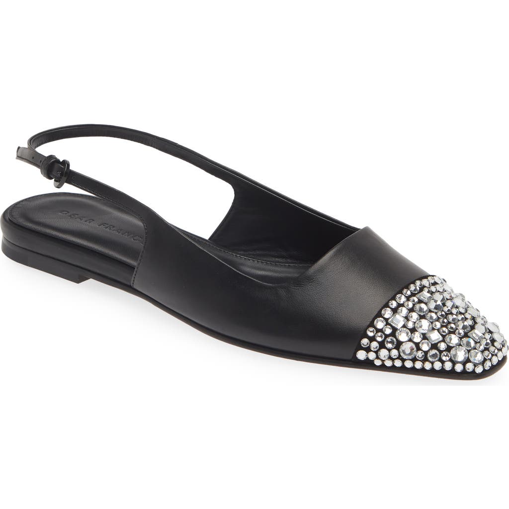 Dear Frances Tia Slingback Flat in Black W/Crystals  product