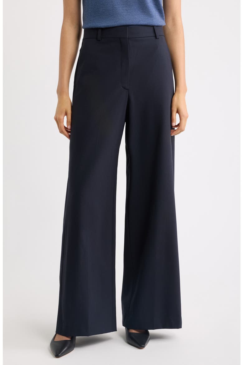 Stretch Wool Wide Leg Pants, Main, color, DEEP NAVY - G8E
