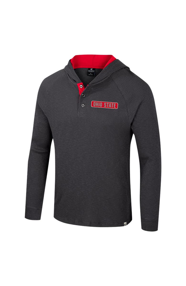 COLOSSEUM Men's Colosseum Charcoal Ohio State Buckeyes Dujour Ralgan Long Sleeve Henley Hoodie T-Shirt, Alternate, color,