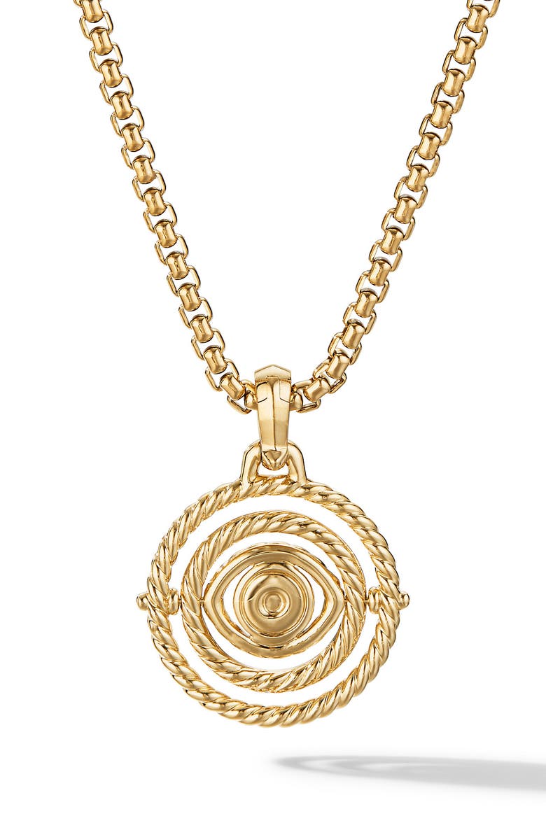 David Yurman Evil Eye 18K Gold, Pavé Emerald & Diamond Mobile Amulet, Alternate, color, Emerald/ Yellow Gold