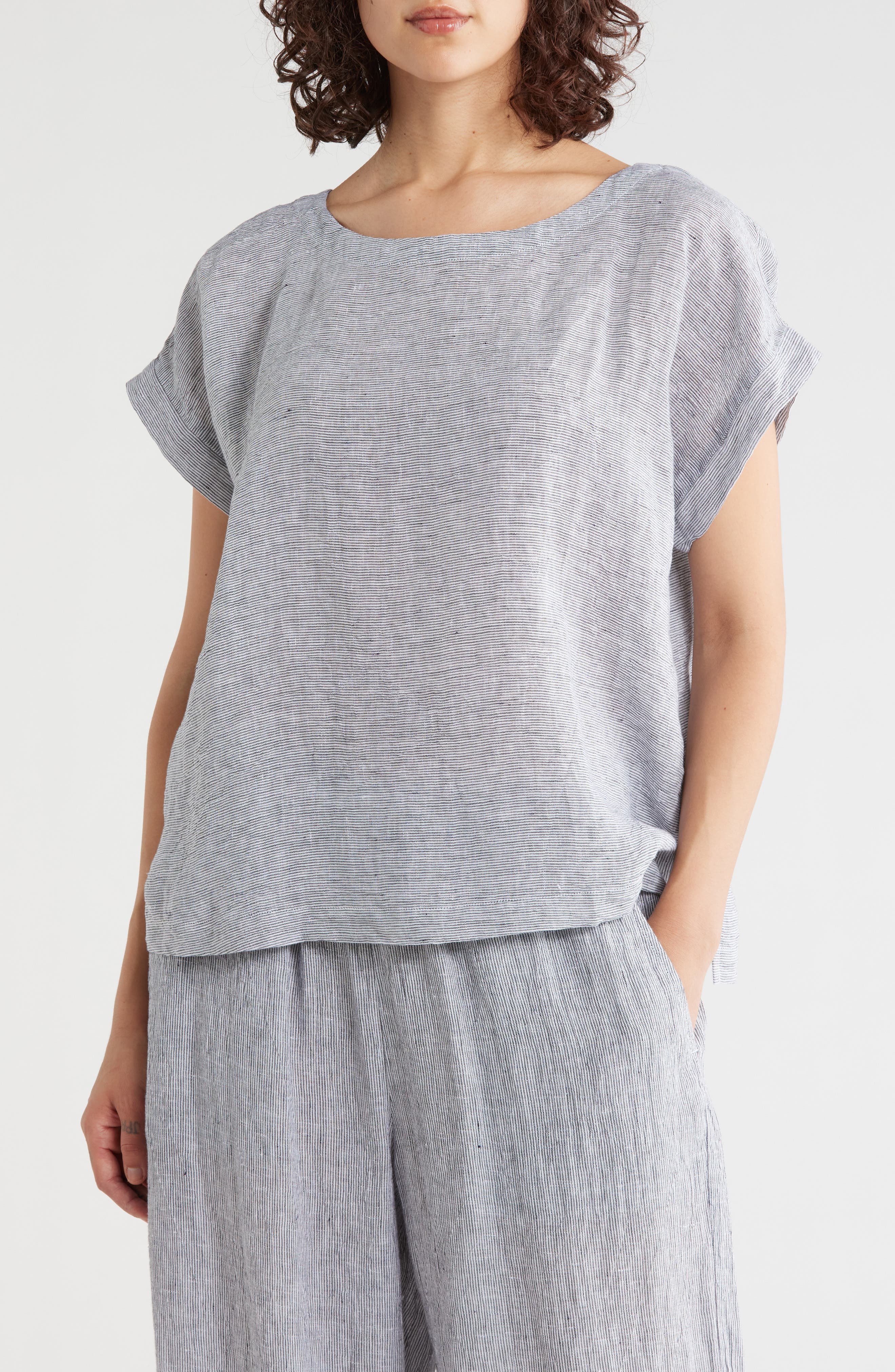Organic Linen Ballet Neck Square Top