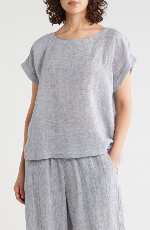 Organic Linen Ballet Neck Square Top