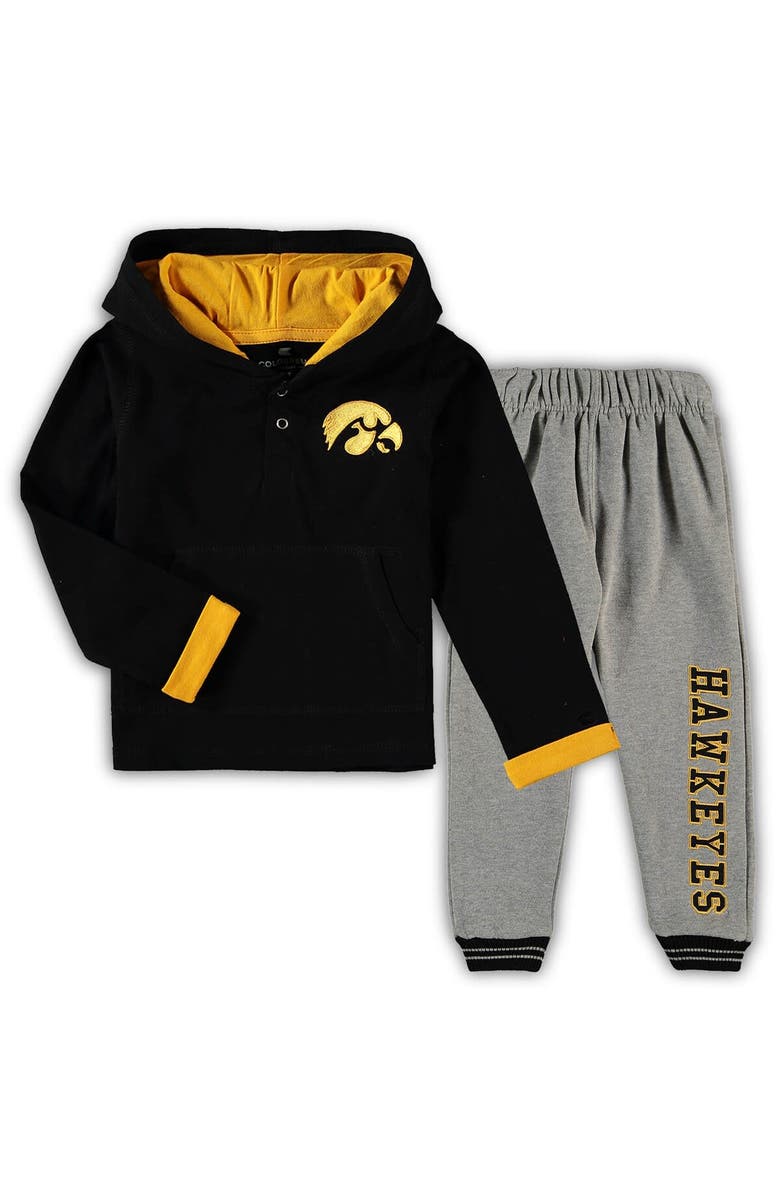 COLOSSEUM Toddler Colosseum Black/Heathered Gray Iowa Hawkeyes Poppies Hoodie and Sweatpants Set, Alternate, color, Black