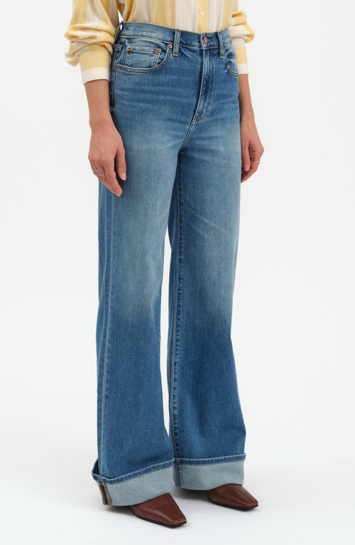 Daze Far Out Cuffed High Waist Wide Leg Jeans In Blue