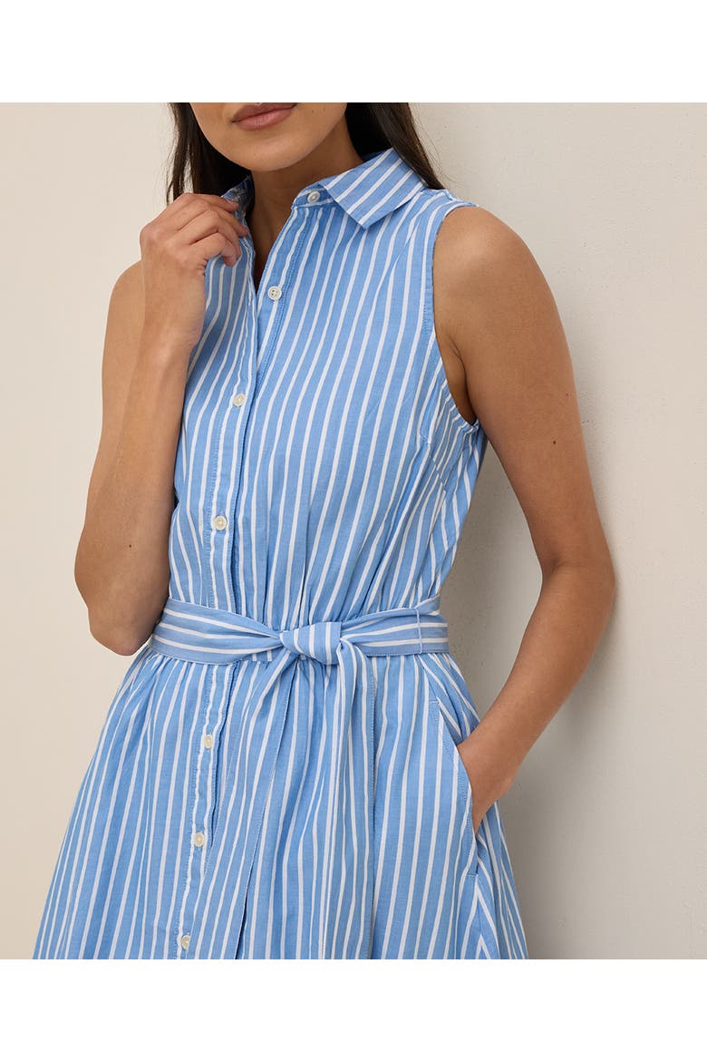Organic Cotton Sunset Lightweight Cotton Sleeveless Shirtdress, Alternate, color, Blue Bondi Stripe