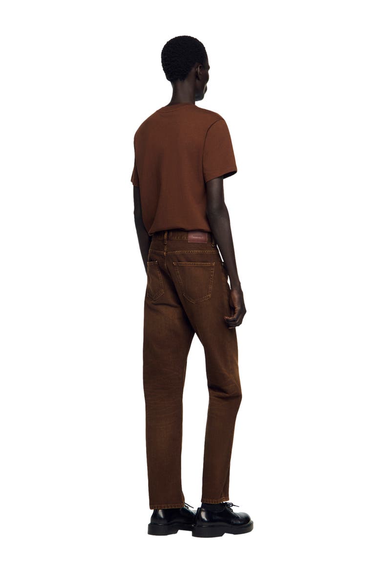 Regular washed-effect jeans, Alternate, color, Tobacco brown