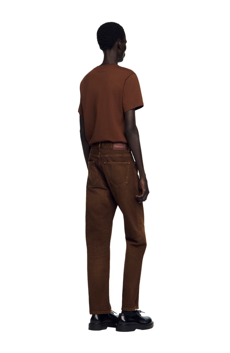 SANDRO Regular washed-effect jeans, Alternate, color, Tobacco Brown