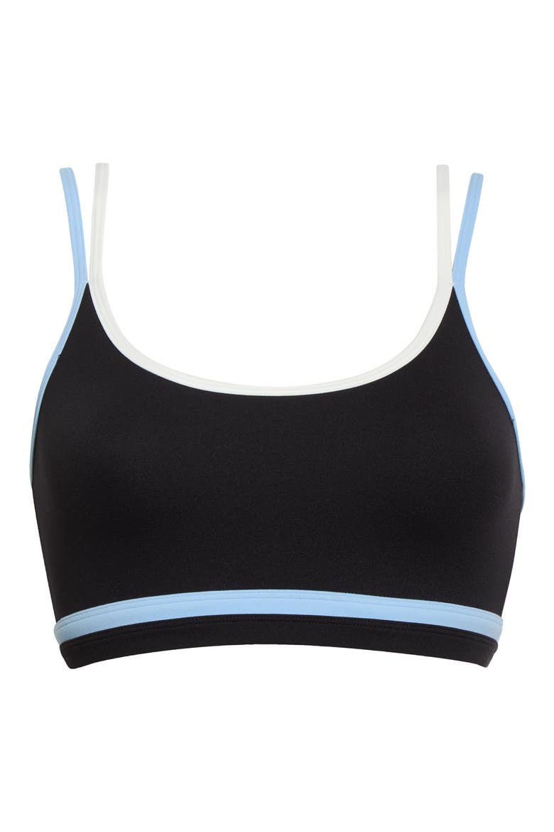 Eva Rigor Double Strap Sports Bra, Alternate, color, BLACK/ SKYLIGHT