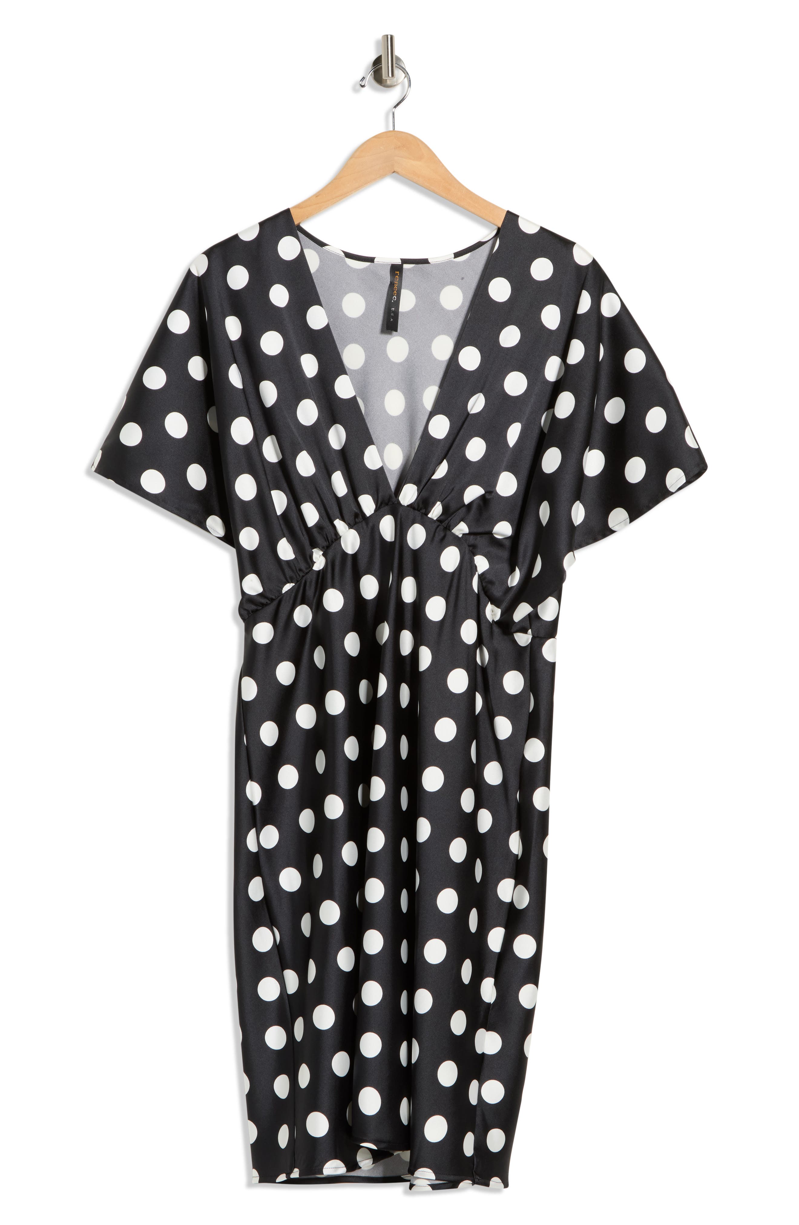 Renee C Deep V-Neck Polka Dot Dress
