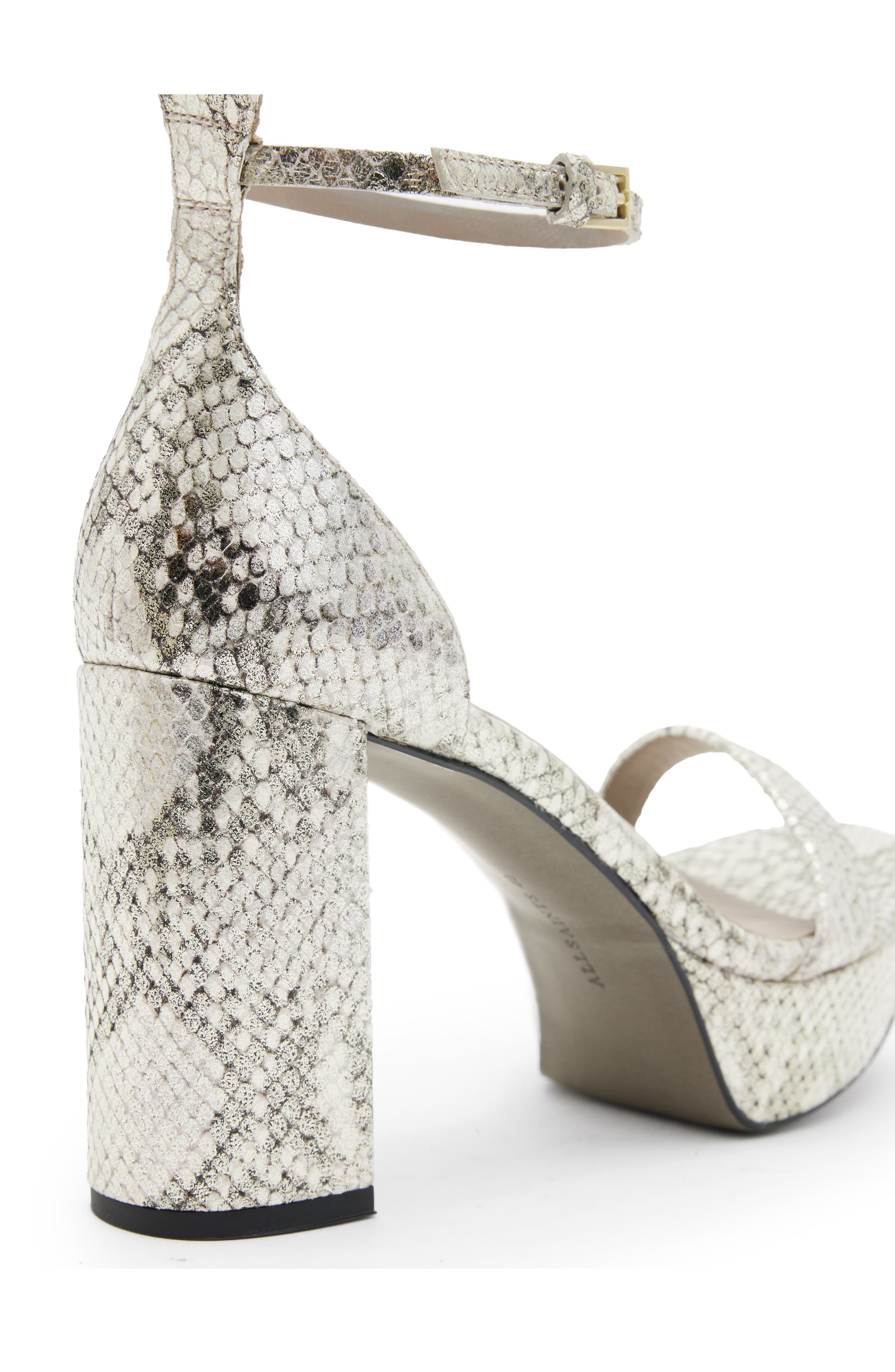 AllSaints Ziggy Snakeskin Embossed Platform Sandal, Alternate, color, Metallic Gold