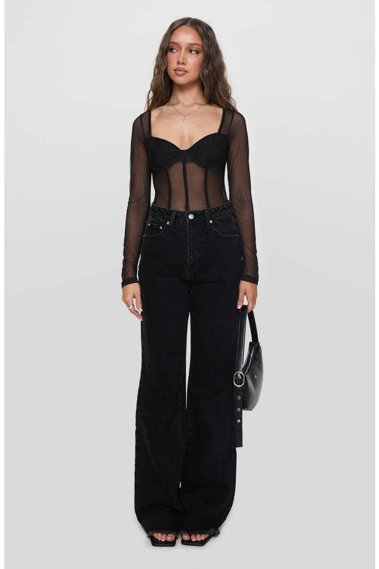 Carey High Waist Wide Leg Denim Jeans, Alternate, color, BLACK