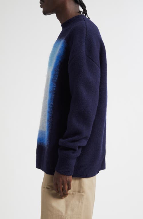 Givenchy Abstract Pattern Crewneck Sweater With Ribbed Finish In Blue