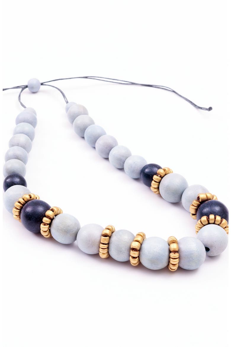 Pompa Wooden Necklace, Alternate, color, Light Grey & Charcoal