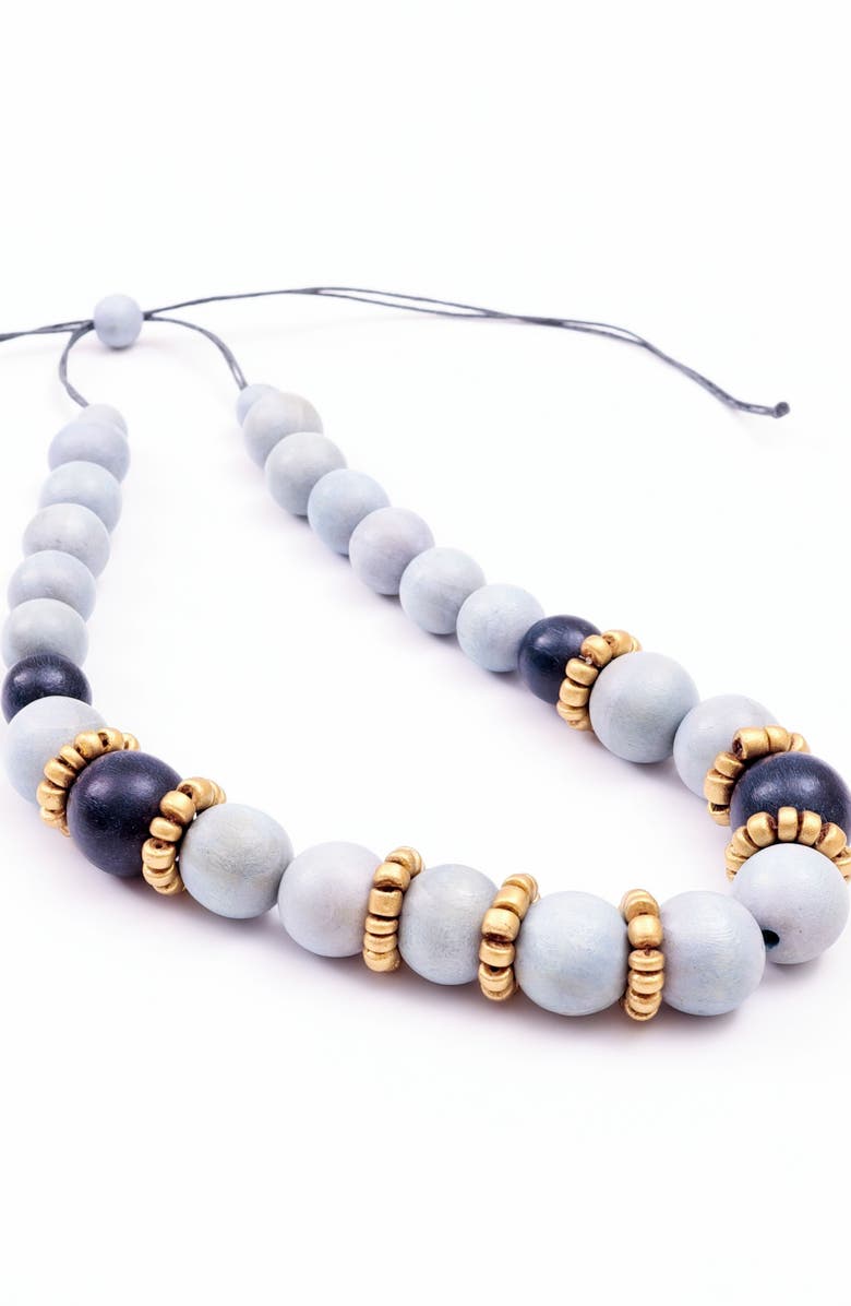 LIKHA Pompa Wooden Necklace, Alternate, color, Light Grey & Charcoal