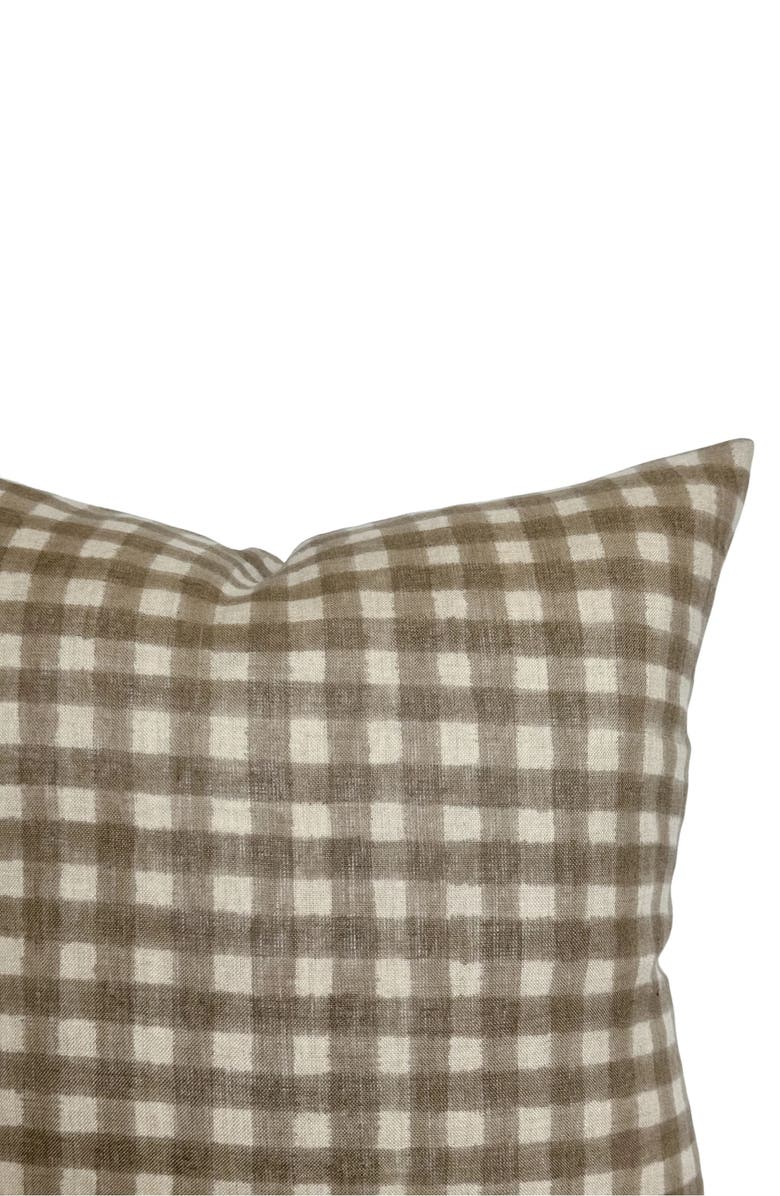 Linen & James Evan Soft Brown Gingham Handblock Pillow Cover, Alternate, color, Tan Brown