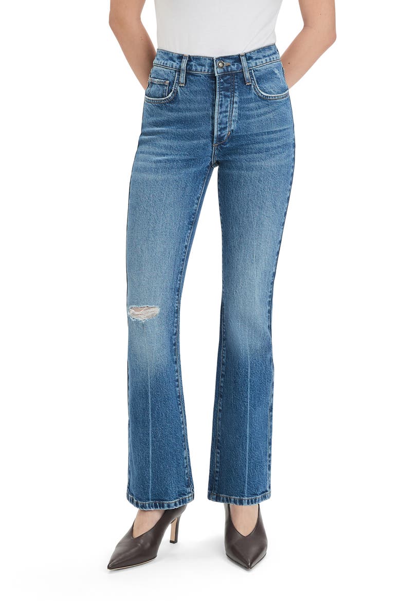 The Morgan Shortie Ripped High Waist Bootcut Jeans, Main, color, BEACON