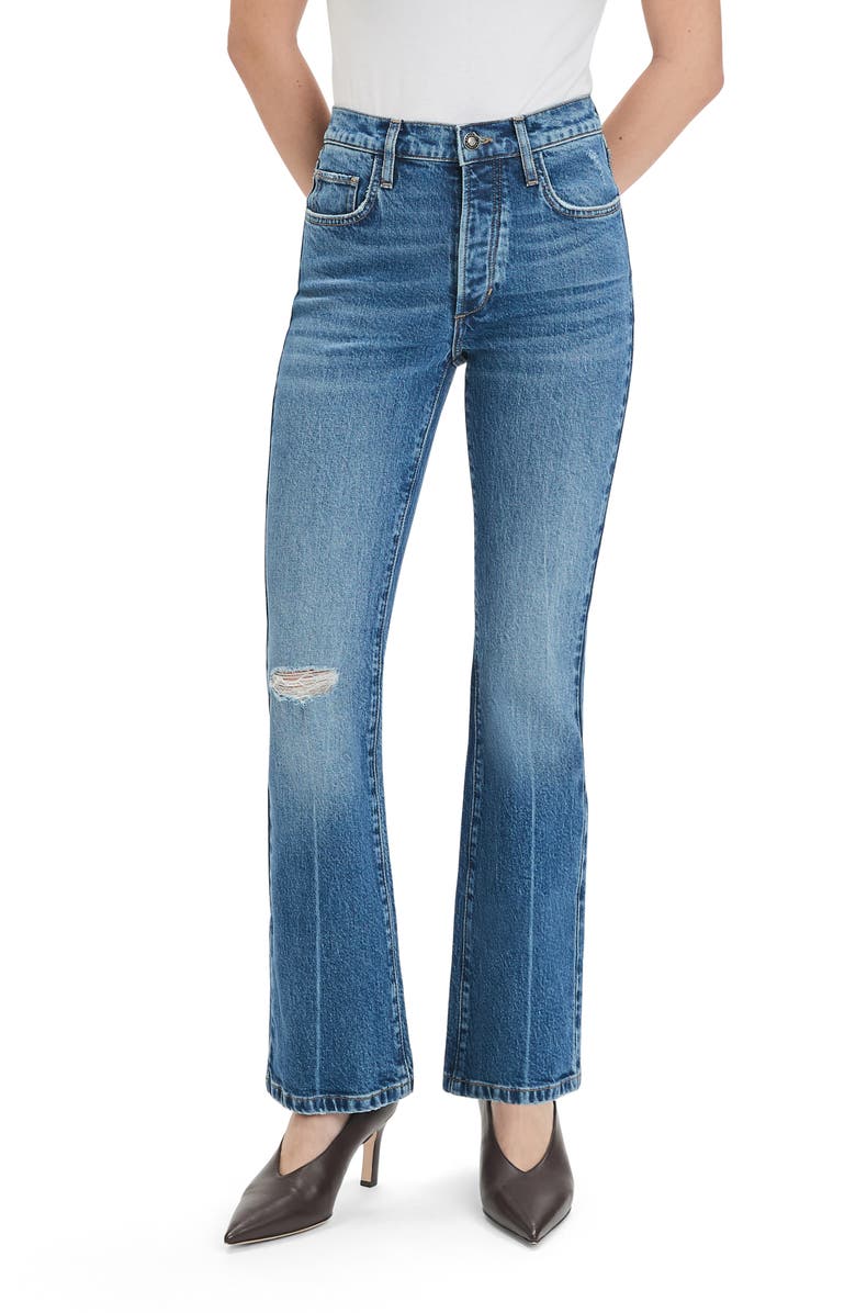 Favorite Daughter The Morgan Shortie Ripped High Waist Bootcut Jeans, Main, color, Beacon