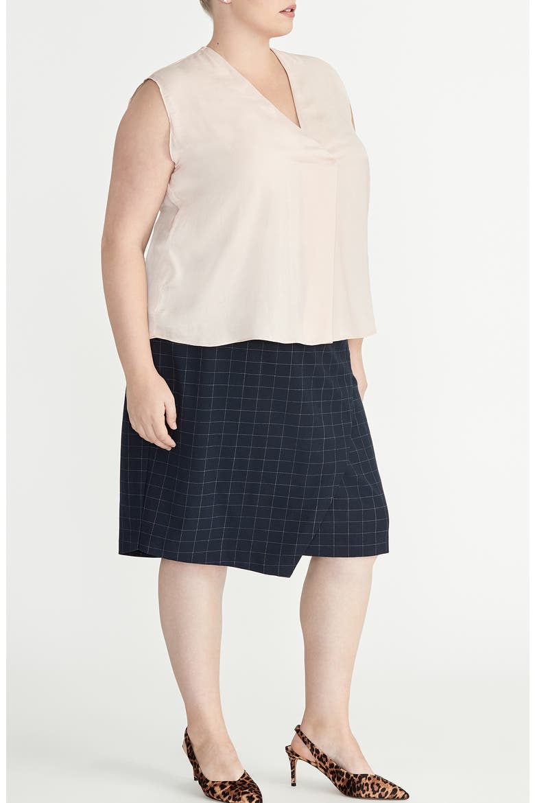 Windowpane Pencil Skirt, Alternate, color, TRUE NAVY
