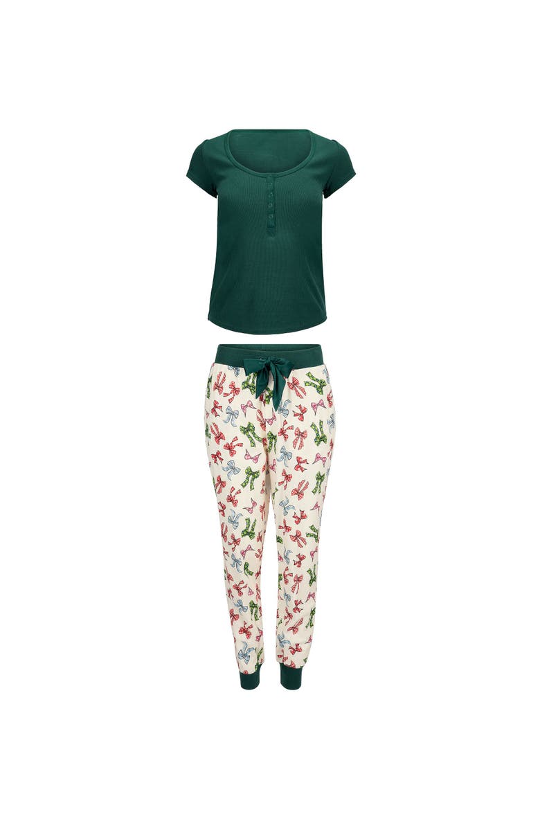 Adore Me Caileigh T-Shirt & Joggers Pajama Set, Alternate, color, Light Beige