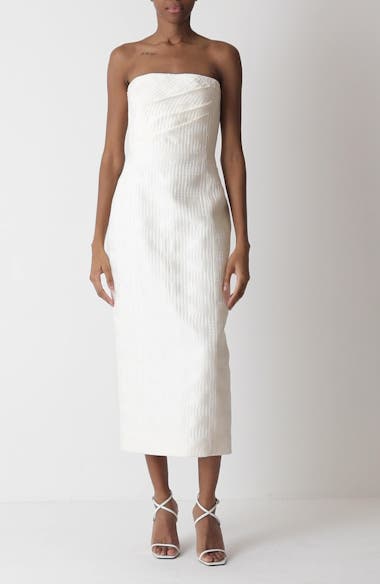国内発| EMILIA WICKSTEAD シェブロンツイード ミディドレス emilia-wickstead-rtw-ss2023-