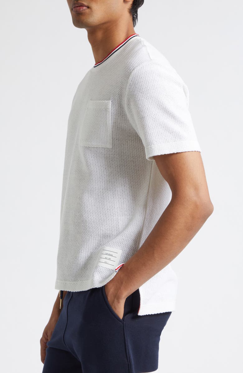 Thom Browne Relaxed Fit Cotton & Linen T-Shirt, Alternate, color, White