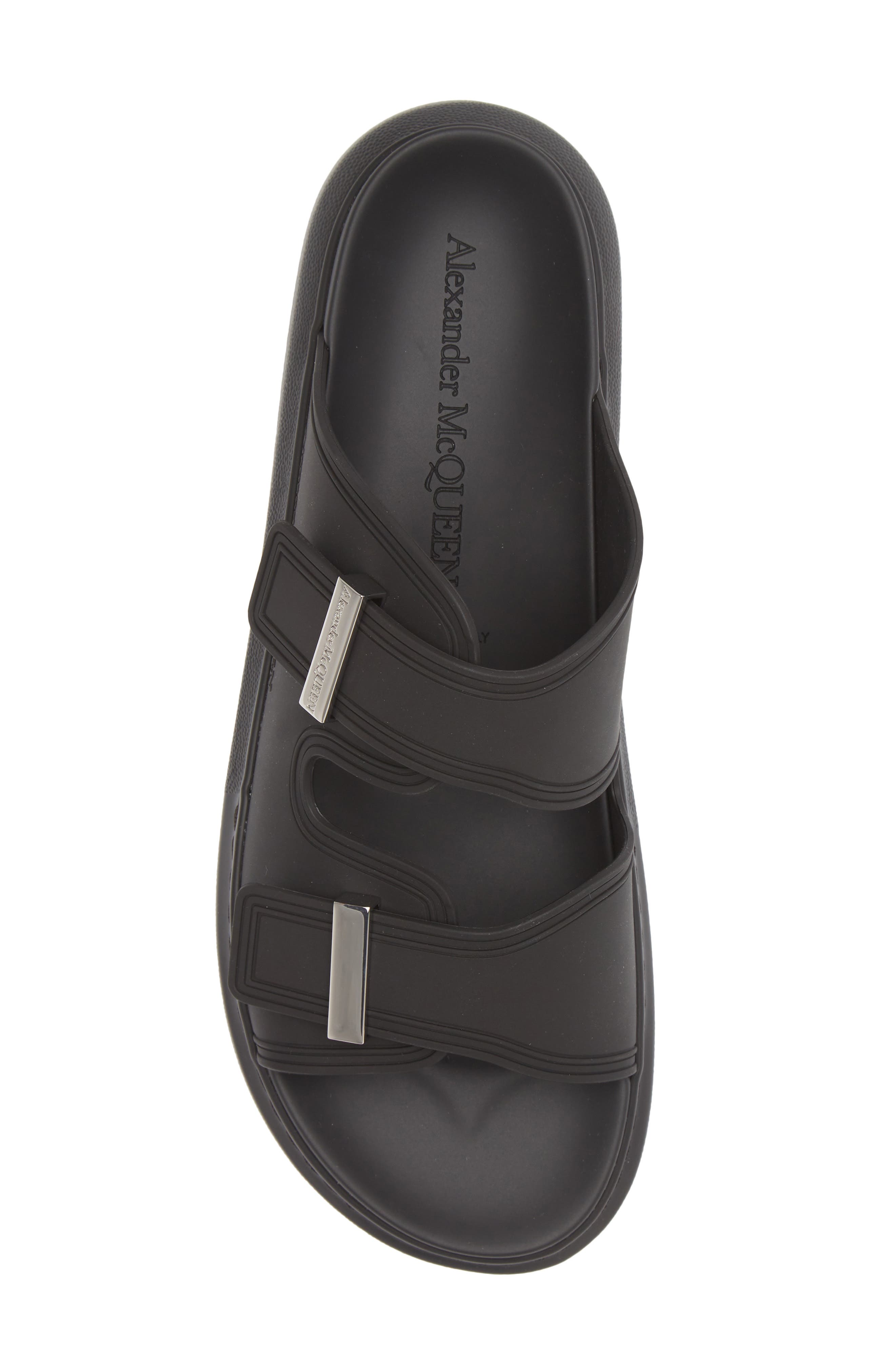McQueen Oversize Slide Sandal, Alternate, color, Black/ Silver